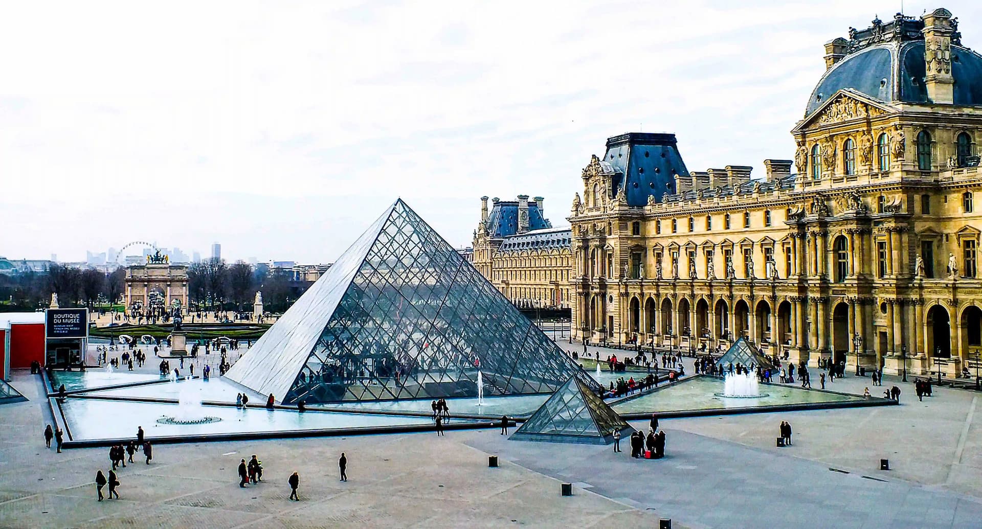 A view of the Louvre museum courtyard